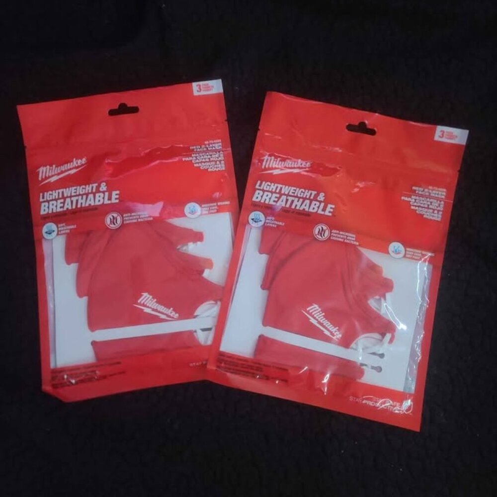 Milwaukee (48-73-4228) Face Mask - red, 3 Pieces, Size L/XL